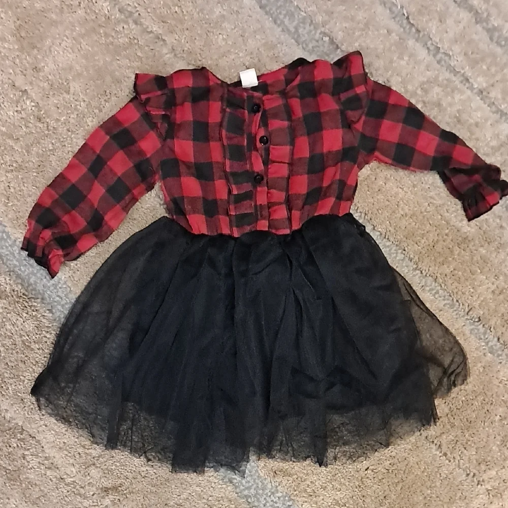 Plaid Red and Black Kids  Dress